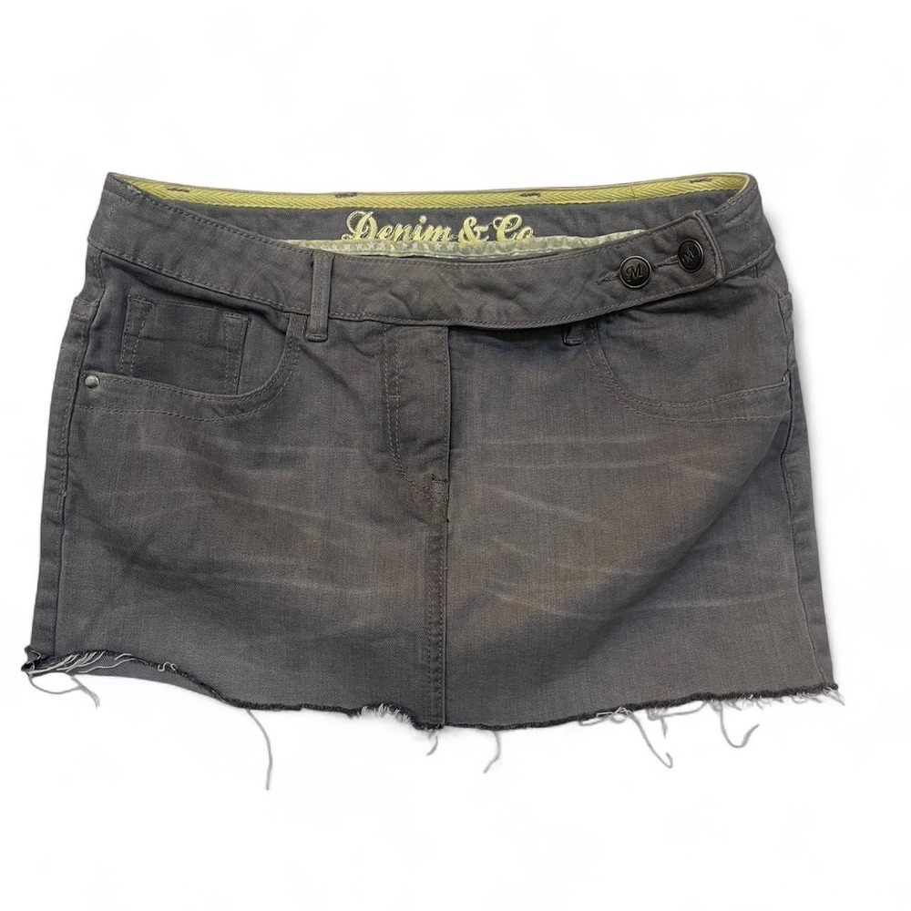Denim & Co JBC Grey Denim Mini Skirt Raw Hem Frayed Size 170